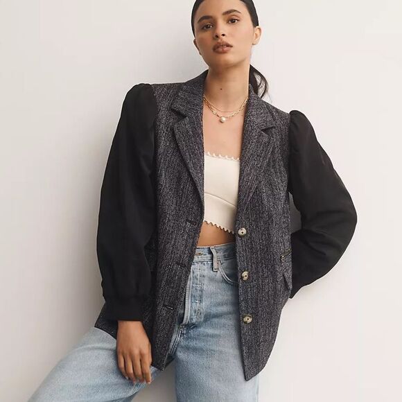 ANTHROPOLOGIE Maeve Mixed Media Relaxed Jacket NWT size 6 - Picture 1 of 9